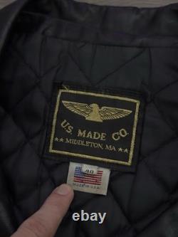 US Made Co. Vintage Leather Motorcycle Jacket Harley Owner Club Patch 1980s 48