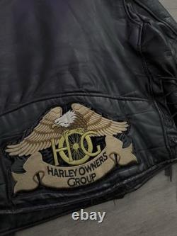 US Made Co. Vintage Leather Motorcycle Jacket Harley Owner Club Patch 1980s 48