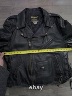 US Made Co. Vintage Leather Motorcycle Jacket Harley Owner Club Patch 1980s 48