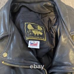 U. S. Made Co. Leather Jacket Men's 44 Black Heavy Motorcycle Biker Vintage