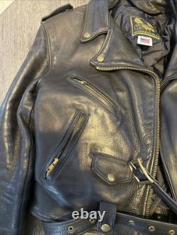 U. S. Made Co. Leather Jacket Men's 44 Black Heavy Motorcycle Biker Vintage