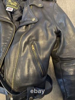 U. S. Made Co. Leather Jacket Men's 44 Black Heavy Motorcycle Biker Vintage
