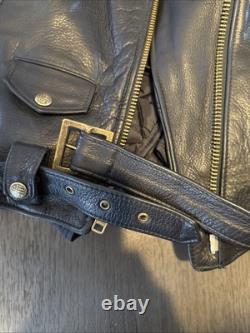 U. S. Made Co. Leather Jacket Men's 44 Black Heavy Motorcycle Biker Vintage