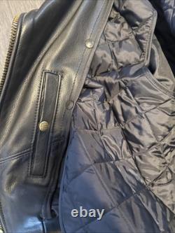 U. S. Made Co. Leather Jacket Men's 44 Black Heavy Motorcycle Biker Vintage