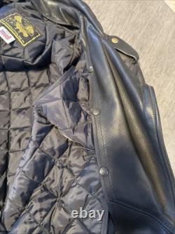 U. S. Made Co. Leather Jacket Men's 44 Black Heavy Motorcycle Biker Vintage