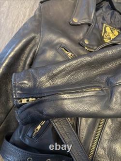 U. S. Made Co. Leather Jacket Men's 44 Black Heavy Motorcycle Biker Vintage