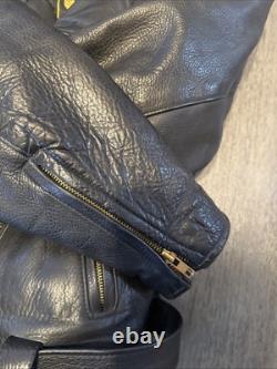 U. S. Made Co. Leather Jacket Men's 44 Black Heavy Motorcycle Biker Vintage