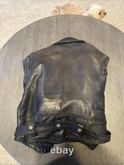 U. S. Made Co. Leather Jacket Men's 44 Black Heavy Motorcycle Biker Vintage