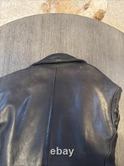 U. S. Made Co. Leather Jacket Men's 44 Black Heavy Motorcycle Biker Vintage
