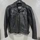 Unik Heavy Leather Motorcycle Jacket Black Warm Liner Full Zip Men's Sz Large