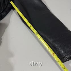 Unik Heavy Leather Motorcycle Jacket Black Warm Liner Full Zip Men's Sz Large