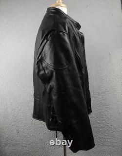 Unik Ultra Leather Heavy Motorcycle Jacket Mens size 48 XL Black Armor Padded
