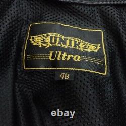 Unik Ultra Leather Heavy Motorcycle Jacket Mens size 48 XL Black Armor Padded