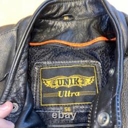 Unik Ultra Men's Motorcycle Leather Jacket Size 56 Black Heavy Duty 7.5 lbs