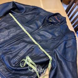 Unik Ultra Men's Motorcycle Leather Jacket Size 56 Black Heavy Duty 7.5 lbs
