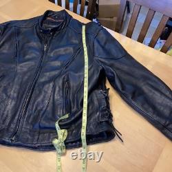 Unik Ultra Men's Motorcycle Leather Jacket Size 56 Black Heavy Duty 7.5 lbs