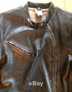 Unique Levi Strauss Vintage Cafe Racer Leather Motorcycle Jacket Size L