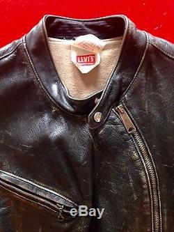 Unique Levi Strauss Vintage Cafe Racer Leather Motorcycle Jacket Size L