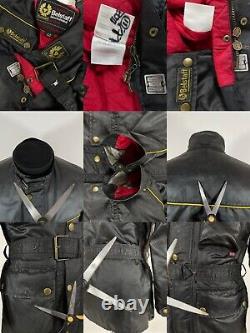 Unisex BELSTAFF TOURMASTER Trophy Waxed Vintage Biker Belt Jacket Bomber SZ 42 M