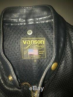 Unisex Classic Vintage Vanson Leather Motorcycle Jacket Size 8