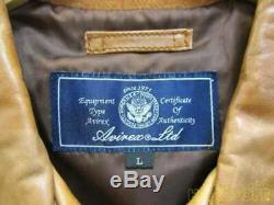 Used Avirex Tan Horsehide Leather Jacket Sz Large 4 pockets