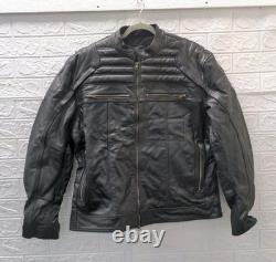 Used Harley Davidson Men Reflective Willie G Skull Heavy Leather Jacket Size XL