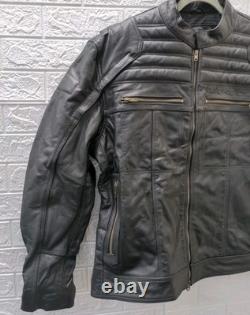 Used Harley Davidson Men Reflective Willie G Skull Heavy Leather Jacket Size XL