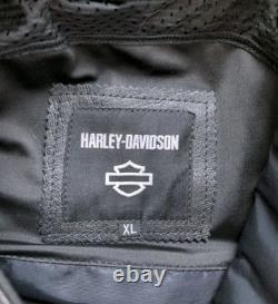Used Harley Davidson Men Reflective Willie G Skull Heavy Leather Jacket Size XL