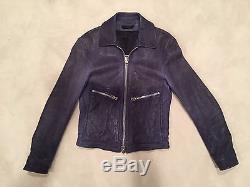 Used Tom Ford S/S 2015 Blue Leather Jacket Size 46