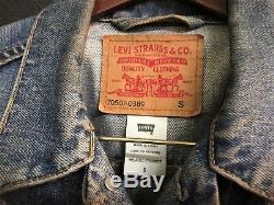 Used VINTAGE LEVI'S indian motorcycle jean jacket size Small with Indian pins
