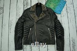 Used Versace H&m Mens Jacket Coat Biker Leather 100% Authentic Size L 50