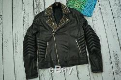 Used Versace H&m Mens Jacket Coat Biker Leather 100% Authentic Size L 50