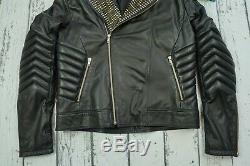 Used Versace H&m Mens Jacket Coat Biker Leather 100% Authentic Size L 50