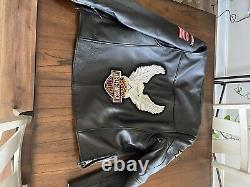 Used mens black leather motorcycle jacket xxl