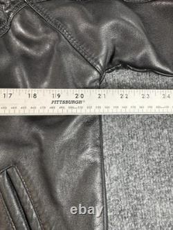 VAM Men's Jacket Small Black Finest Lambskin Leather Full Zip Motorcycle Jacket