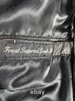 VAM Men's Jacket Small Black Finest Lambskin Leather Full Zip Motorcycle Jacket