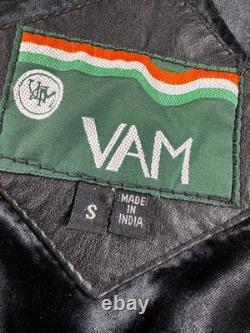 VAM Men's Jacket Small Black Finest Lambskin Leather Full Zip Motorcycle Jacket