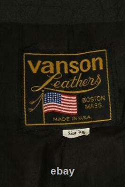 VANSON Cafe Racer Motorcycle Biker Leather Jacket Size 36/38