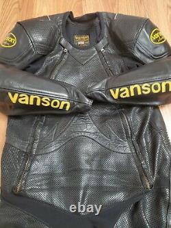 VANSON Full Body Competition Leather Motorcycle Racing Suit Check Size Details