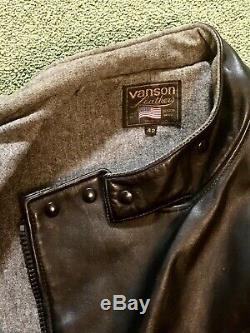 VANSON Leathers Swedish Motorcycle Military Police / Cafe Racer Jacket Size 42