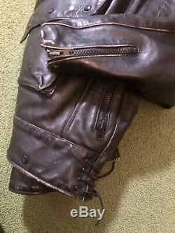 VANSON Leathers Swedish Motorcycle Military Police / Cafe Racer Jacket Size 42