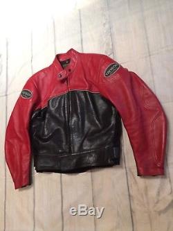 VANSON STAR Red & Black Leather Motorcycle Cafe Racer Jacket USA MADE Size 44