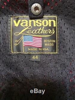 VANSON STAR Red & Black Leather Motorcycle Cafe Racer Jacket USA MADE Size 44
