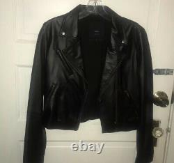 VEDA Black Classic Moto Leather Jacket Small Preowned