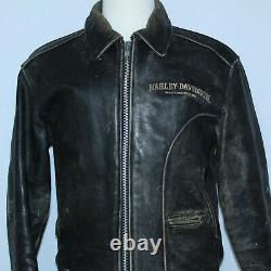 VERY COOL OLD SCHOOL HARLEY DAVIDSON BLACK LEATHER DISTRESSED JACKET Sz SMALL