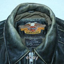 VERY COOL OLD SCHOOL HARLEY DAVIDSON BLACK LEATHER DISTRESSED JACKET Sz SMALL