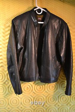 VGC Vanson Leather Jacket Unisex L Perforated Bike Cafe Jacket Measurements