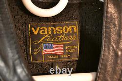 VGC Vanson Leather Jacket Unisex L Perforated Bike Cafe Jacket Measurements