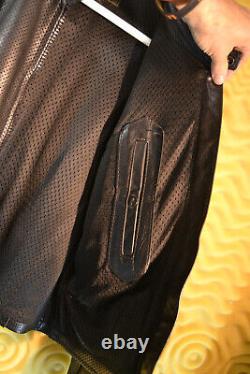 VGC Vanson Leather Jacket Unisex L Perforated Bike Cafe Jacket Measurements
