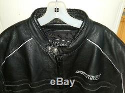 VICTORY Motorcycles Black Leather Jacket. Cafe Racer Snap collar. Size XXL